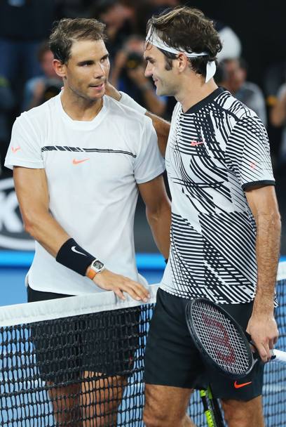 Roger Federer con Rafael Nadal. (Getty Images)